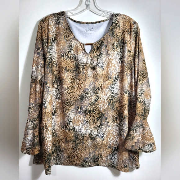 Jaclyn Smith brown & black animal print tunic women's XXL  #1915 - Picture 1 of 6